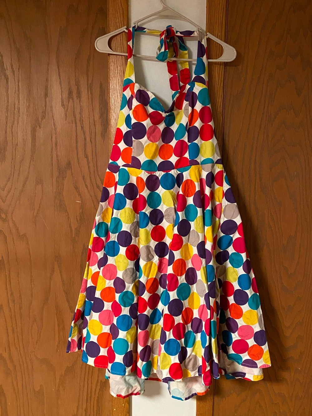 Colorful Polka Dot Halter Swing Dress